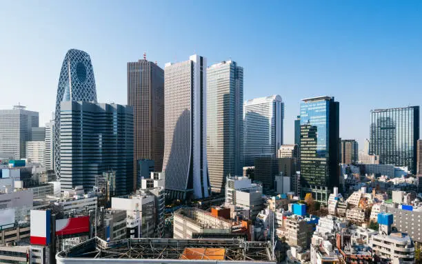 Skyscrapers of the Shinjuku city skyline, Shinjuku, Tokyo, Japan