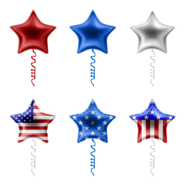 istock Set of isolated star shaped balloons with american flag colors 1316118767