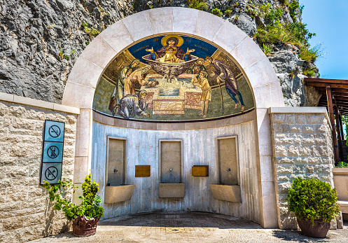 Healing spring on entrance of Ostrog monastery in Montenegro