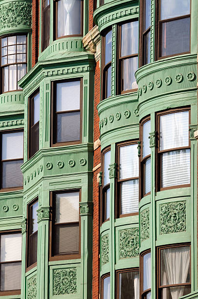 elegante fundo janela tipo "bay window" - back bay boston massachusetts apartment - fotografias e filmes do acervo