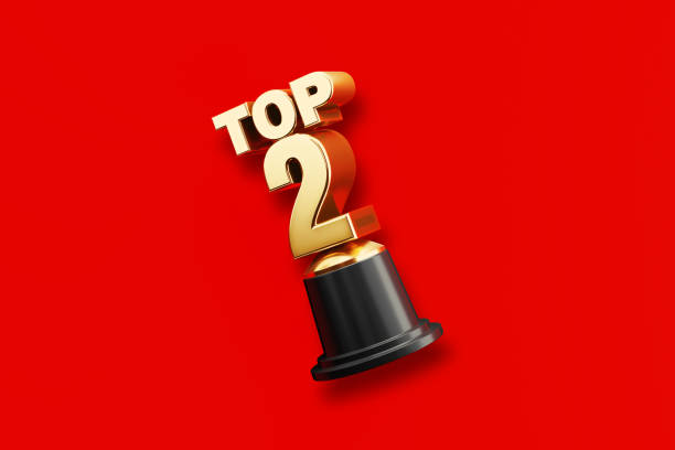 istock Top 2 Concept - Top 2 Award Sitting On Red Background 1316119575