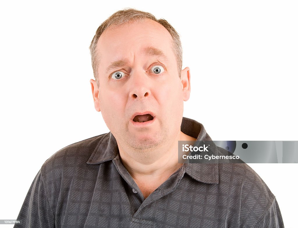 Surprised A man is surprised by an event Adult Stock Photo