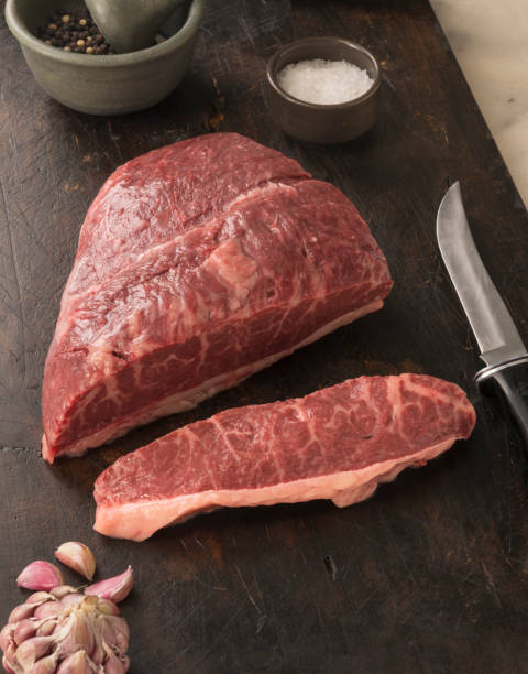 tasty cut of Wagyu meat stock photo