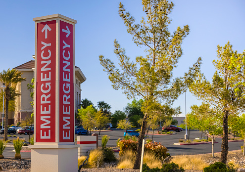 An emergency sign for a hospital.