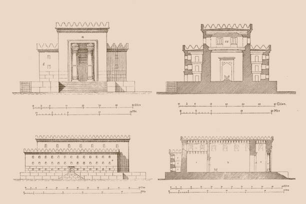süleyman tapınağı'nın yeniden inşası - havra illüstrasyonlar stock illustrations