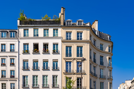 Paris, beautiful building, boulevard Beaumarchais in the 11e district