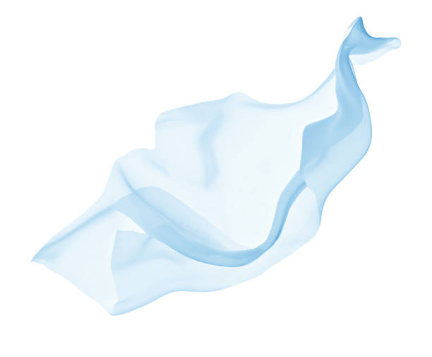 tissu bleu tissu textile vent vague de soie fond de mode satin draperie foulard volant voile de mousseline de soie - mousseline de soie photos et images de collection