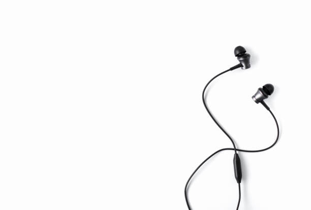 istock Black headphones on white isolated background. Space for text. Copy space. Flat lay. 1316127392