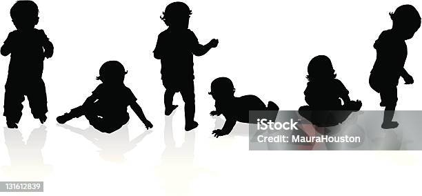 Silhouettes Of Babies And Toddlers Stock Illustration - Download Image Now - Baby - Human Age, In Silhouette, 12-17 Months