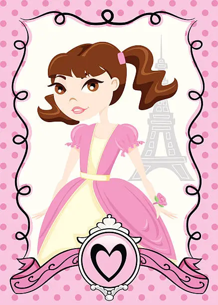 Vector illustration of Princess in Paris Card