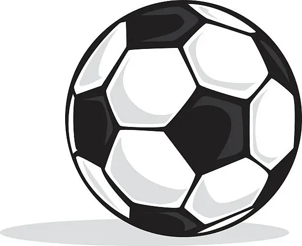 Vector illustration of Black and white soccer ball with shadows