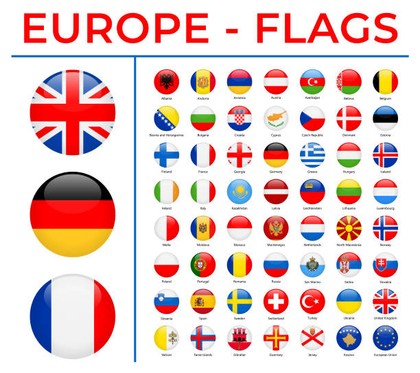weltflaggen - europa - vector round circle glossy icons - flag national flag greek flag greece stock-grafiken, -clipart, -cartoons und -symbole