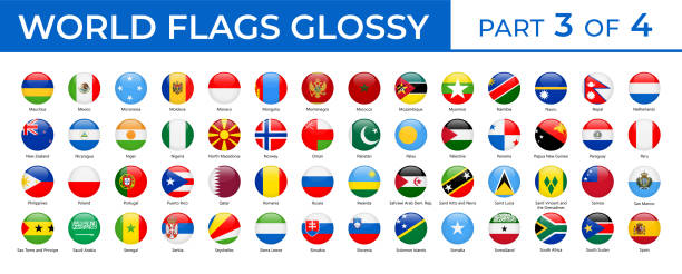 ilustrações, clipart, desenhos animados e ícones de bandeiras mundiais - vetor round glossy icons - parte 3 de 4 - netherlands symbol flag button
