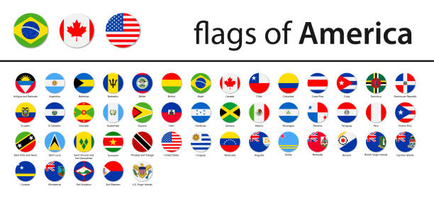 istock World Flags - America - North, Central and South - Vector Round Circle Flat Icons 1316133437