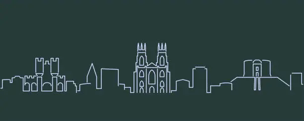 Vector illustration of York Single Line Skyline Profile