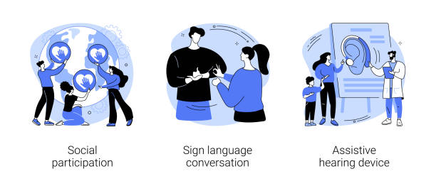 사회적 참여 추상적 개념 벡터 일러스트레이션. - non verbal communication stock illustrations