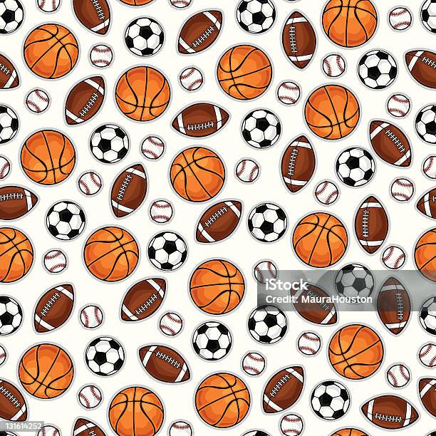 Il Basket Il Calcio E Il Baseball Soccerball Motivo - Immagini vettoriali stock e altre immagini di Motivo decorativo