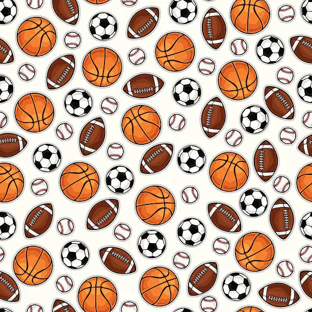 Vector illustration of Basketball, baseball, football and soccerball pattern