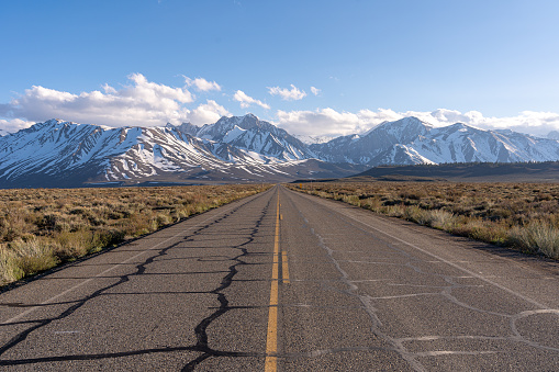 road and mountain landscape scene of California