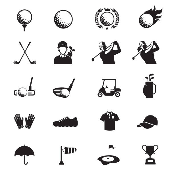 ikona gry w golfa - golfowa piłka stock illustrations