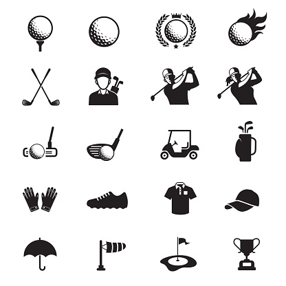 Golf icon set isolated on white background vector illustration.