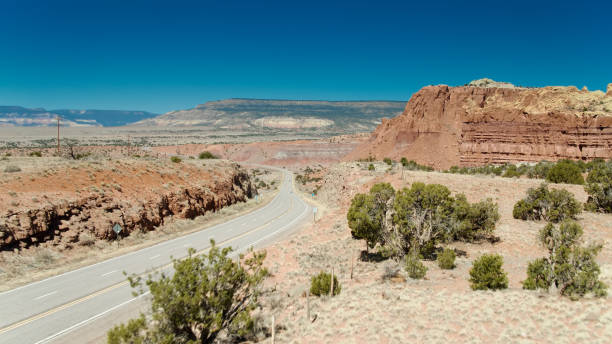 istock Highway 84 Running Through New Mexico Desert Landscape - Aerial 1316148892