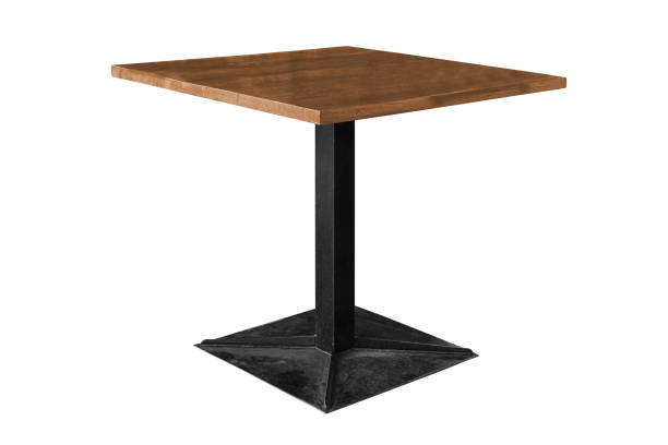 istock Modern wooden table with steel legs on white backgrounds 1316153855
