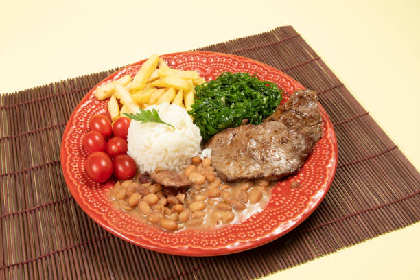 istock typical Brazilian basic dish with rice, beans, steak, french fries, braised cabbage and tomato 1316156146