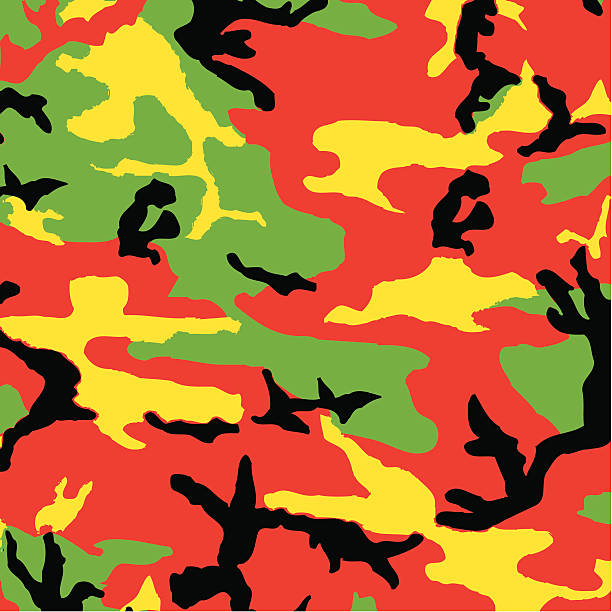 illustrations, cliparts, dessins animés et icônes de camouflage rasta (red - nomura