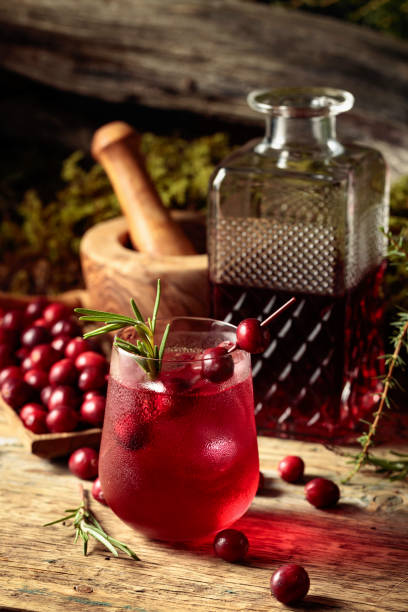 istock Cocktail gin tonic with cranberries, rosemary, juniper branch, and ice. 1316172441