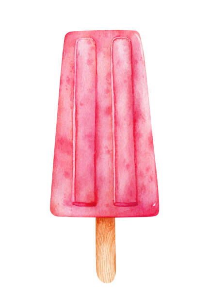 Strawberry Ice Cream On A Stick Isolated On White Background Stock