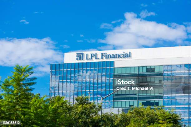 Lpl Financial Sign Logo On The Modern Office Building Of Lpl Financial Holdings Inc Company Stock Photo - Download Image Now