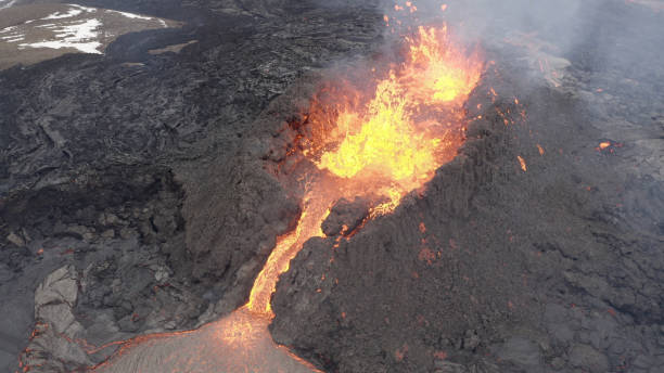 istock volcano eruption in Iceland aerial view 1316193568