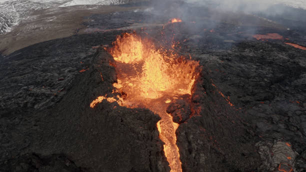istock volcano eruption in Iceland aerial view 1316193748