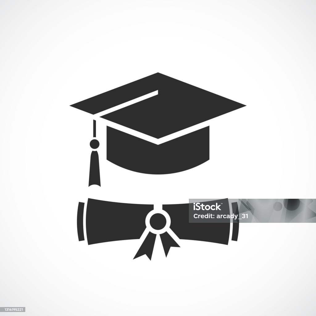 Graduation Cap And Education Diploma Vector Icon Stock Illustration