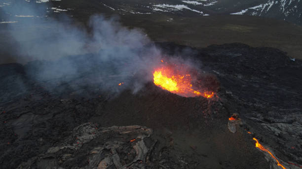 istock volcano eruption in Iceland aerial view 1316196037