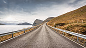 Lonely Coastal Country Road Faroe Islands Panorama Vidoy Island