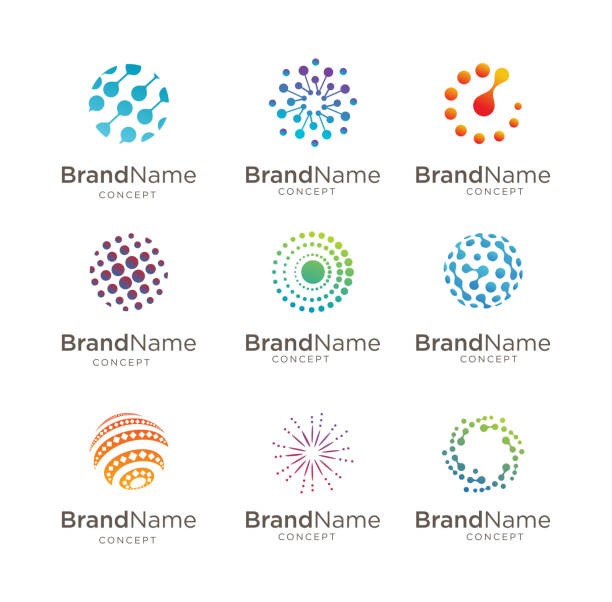 set von circle tech modern technology einfache tech-design illustration. vektor kreative abstrakte kreis runde fluss form moderne ikone für die bautechnik. - radkappe stock-grafiken, -clipart, -cartoons und -symbole