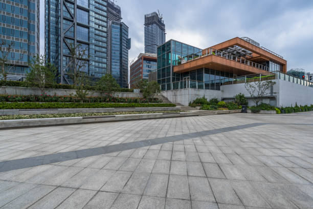 istock empty pavement and modern buildings in city 1316200408