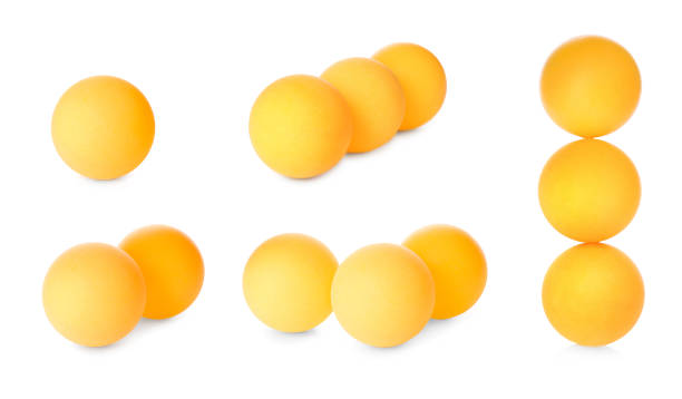 Set with ping pong balls on white background. Banner design