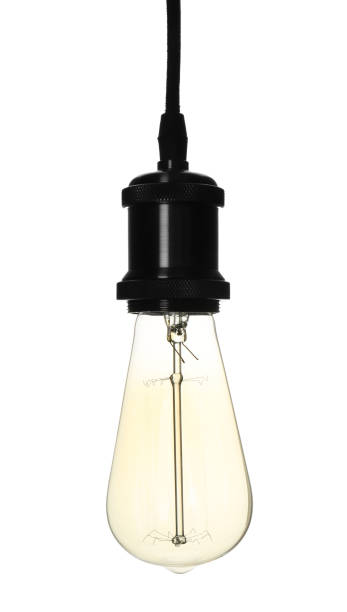 istock Stylish modern lamp hanging on white background 1316203270