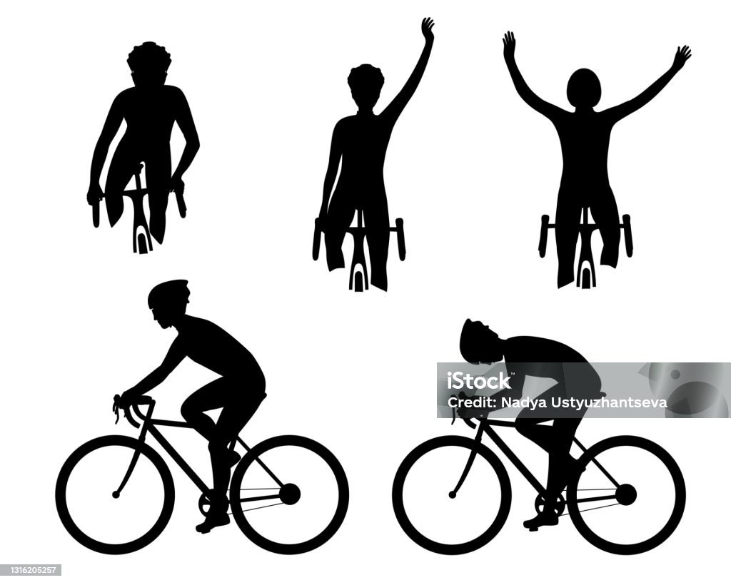 Hình Bóng Người Đi Xe Đạp Trong Hành Động Thiết Lập Biker Trên Một ...