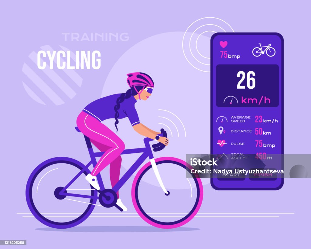 Absoluut Lionel Green Street Puur Athletic Woman In A Bicycle Uniform Riding A Bike Using A Workout App On A  Smartphone Healthy Active Lifestyle Concept With Online Cardio Training  Program Marathon Vector Illustration Stock Illustration - Download