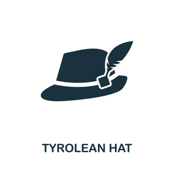 Vector illustration of Tyrolean Hat vector icon symbol. Creative sign from Beer Fest icons collection. Filled flat Tyrolean Hat icon for computer and mobile