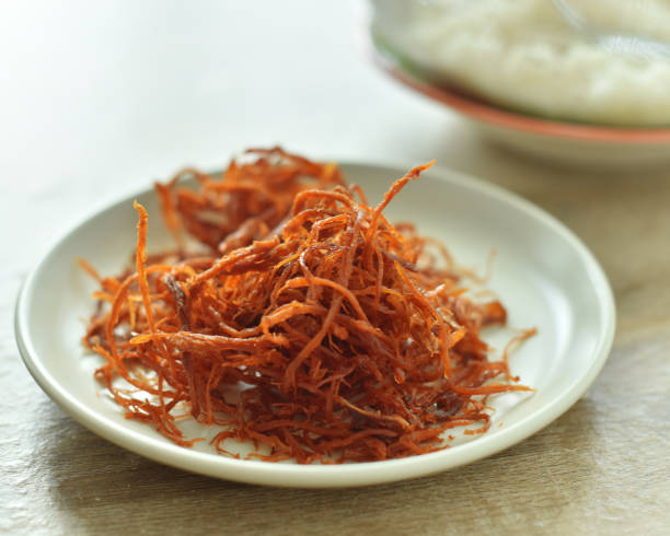 istock Crispy dried shredded pork on white background. 1316215938