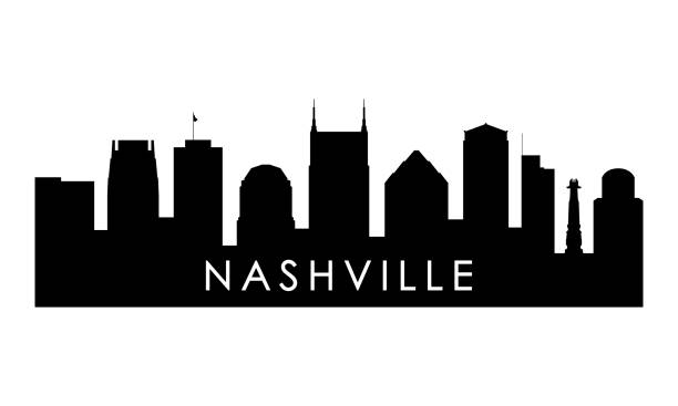 Nashville skyline silhouette. Black Nashville city design isolated on white background. Nashville skyline silhouette. Black Nashville city design isolated on white background. nashville stock illustrations