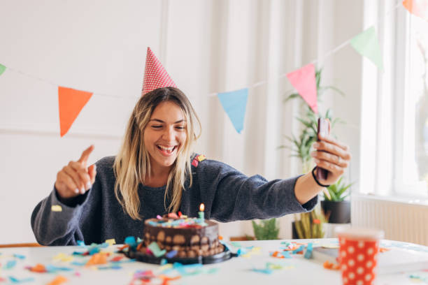 istock Woman celebrating birthday alone 1316218912