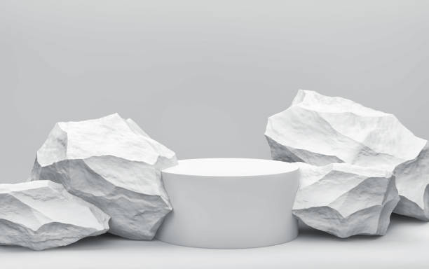 istock Product stand with white stones. Minimal background for product presentation 1316221237