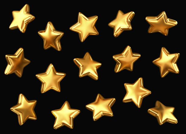 istock Set of gold stars isolated on black background 1316221255