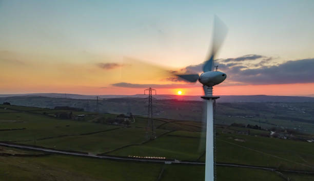 istock Spinning wind turbine at sunset 1316222729